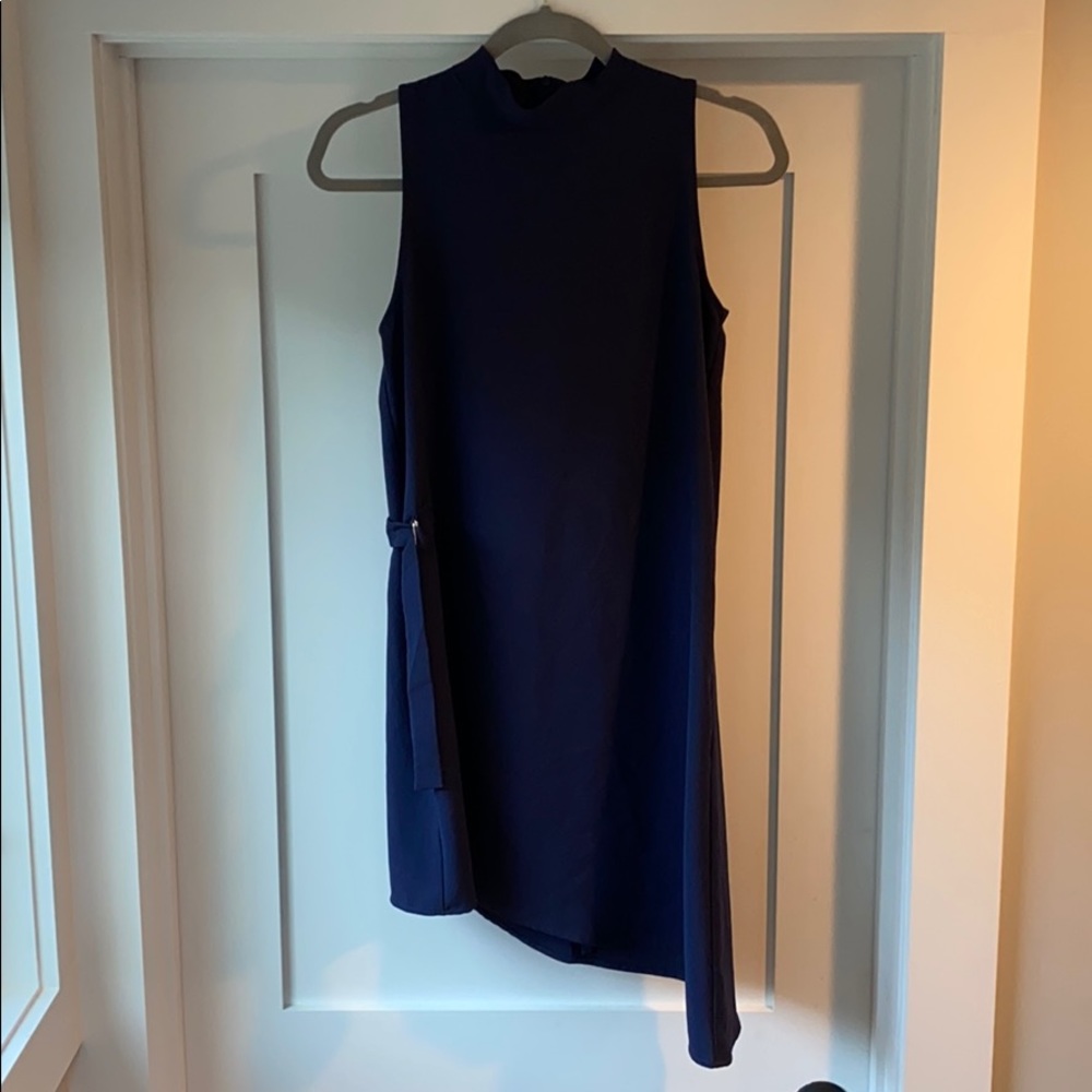 Navy blue high neck dress